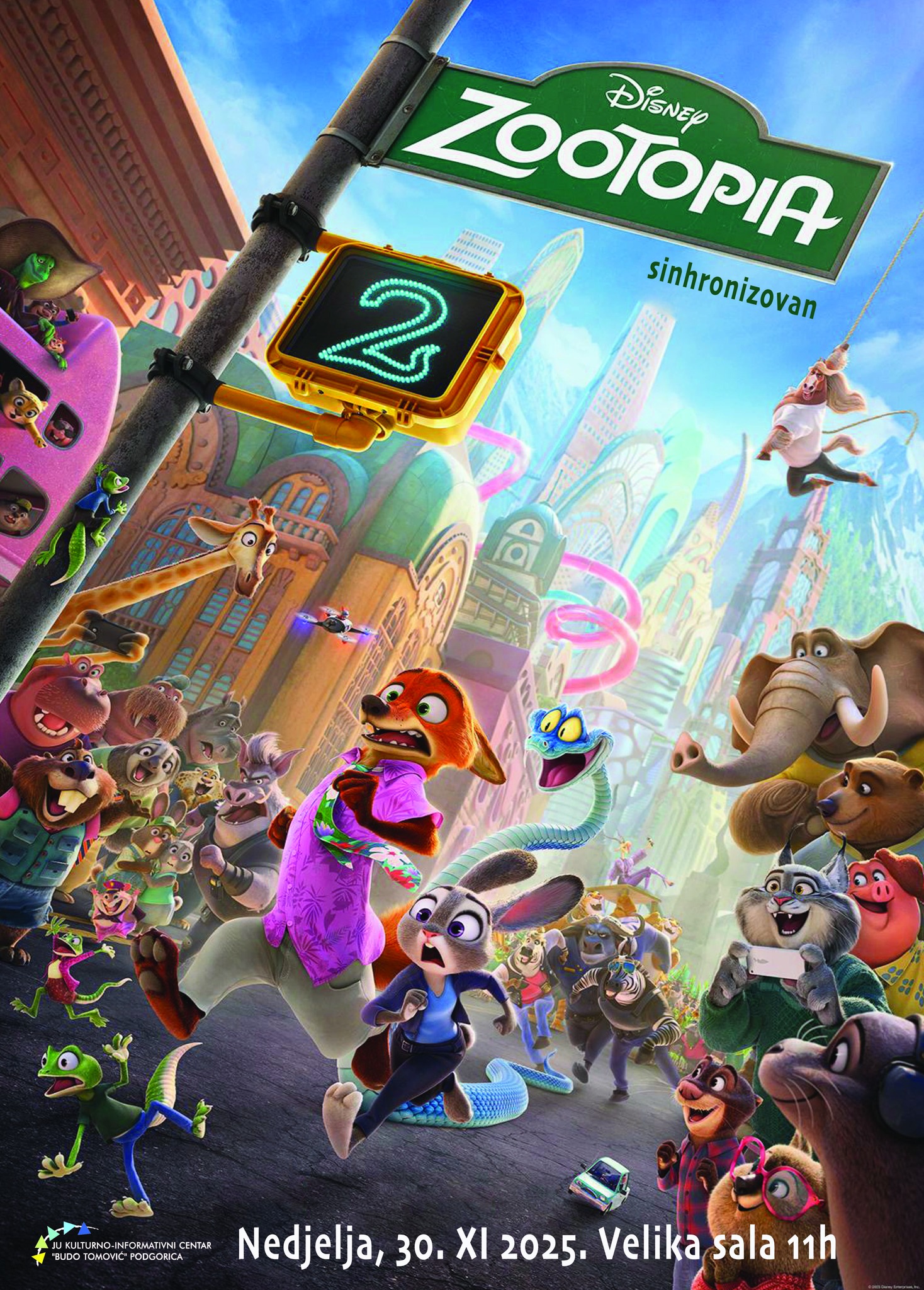 ANIMIRANI FILM ,,ZOOTROPOLIS/ZOOTOPIA 2” 30. NOVEMBRA u KIC-U