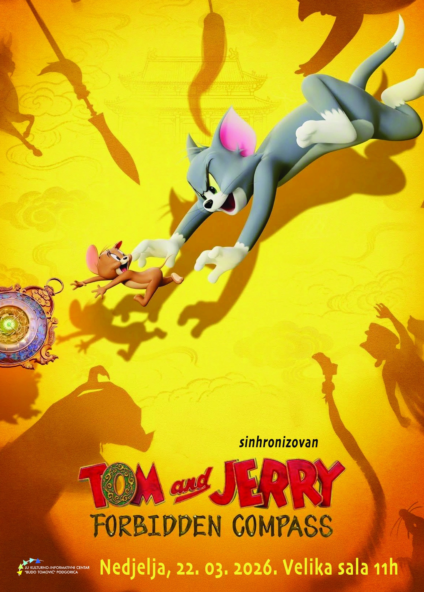 Projekcija animiranog filma ,,Tom i Džeri - Čarobni kompas'' 22. marta u 11 h