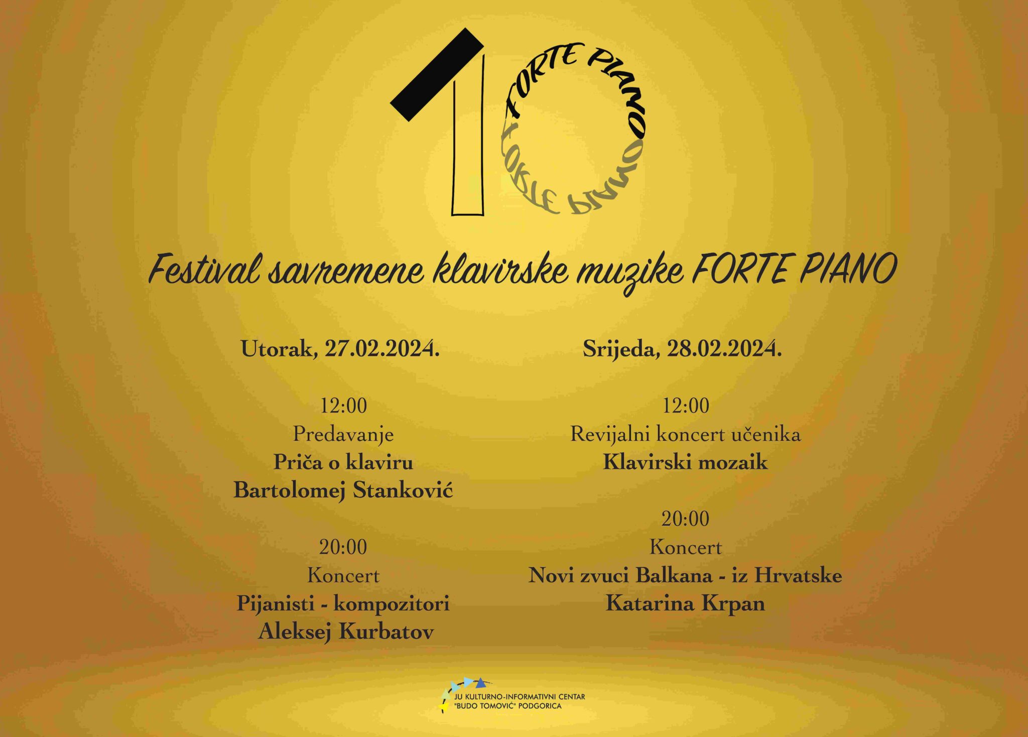 X festival savremene klavirske muzike “Forte piano” 27. i 28. februara